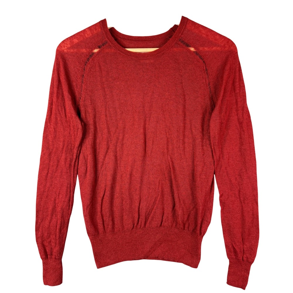 Isabel Marant Etoile Red Alpaca Merino Wool Distressed Knit Sweater 36 16A040E